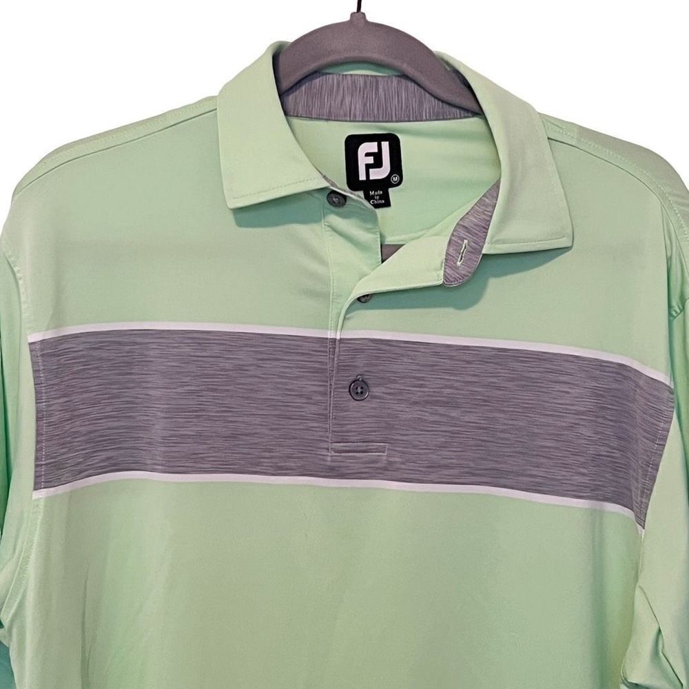 FootJoy FJ Men’s Green and Gray Short Sleeve Polo Golf Shirt Size Medium